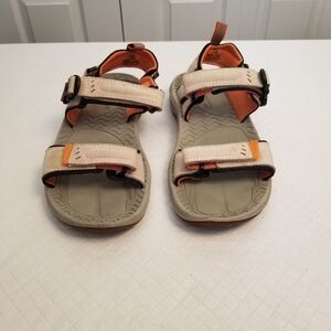 Mens Sperry Sandals Size 11M Beige  Leather Top Sider Hook & Loop